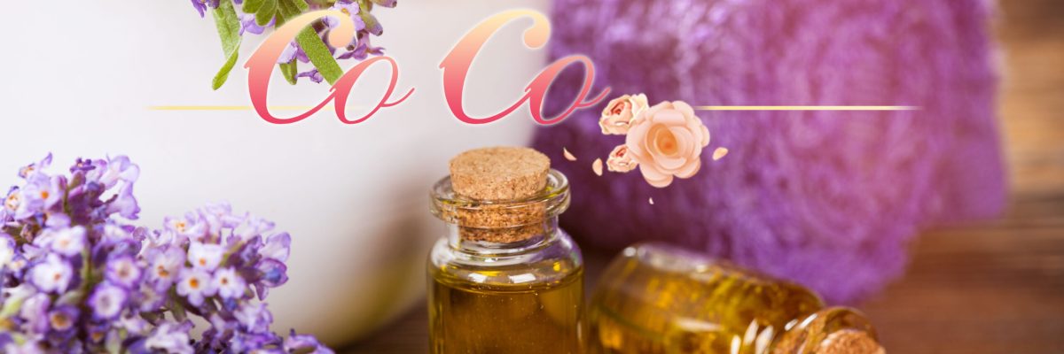 Lavender flowers with essential oil, close-up.